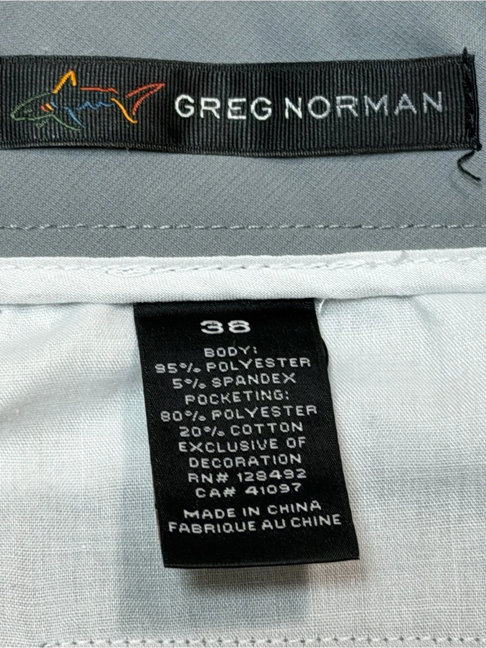Greg Norman Men’s Gray Shorts Flat Front Size 38 Golf Casual Shark Logo
